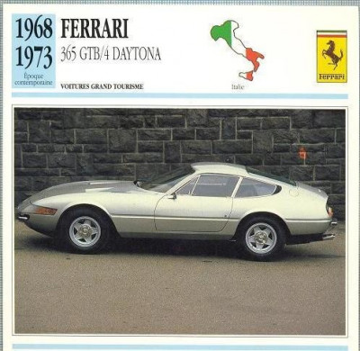 86 Foto Automobilism - FERRARI 365 GTB/4 DAYTONA - ITALIA - 1968-1973 -pe verso date tehnice in franceza -dim.138X138 mm -starea ce se vede foto