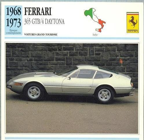 86 Foto Automobilism - FERRARI 365 GTB/4 DAYTONA - ITALIA - 1968-1973 -pe verso date tehnice in franceza -dim.138X138 mm -starea ce se vede