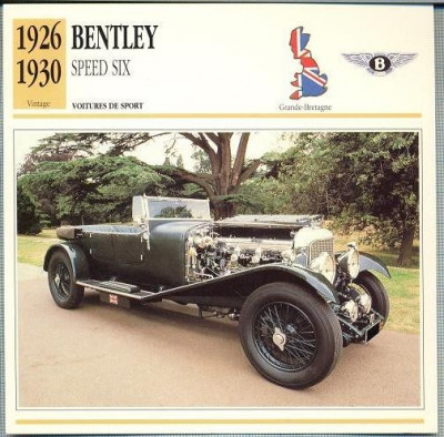 67 Foto Automobilism - BENTLEY SPEED SIX - Marea Britanie -1926-1930 -pe verso date tehnice in franceza -dim.138X138 mm -starea ce se vede foto