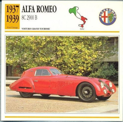 05 Foto Automobilism -ALFA ROMEO 8C 2900 B -Italia -1937-1939-pe verso date tehnice in franceza -dim. 138X138 mm -starea ce se vede foto