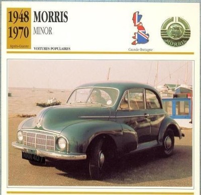 76 Foto Automobilism - MORRIS MINOR - Marea Britanie -1948-1970 -pe verso date tehnice in franceza -dim.138X138 mm -starea ce se vede foto