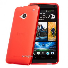 Husa / Carcasa HTC One M7 TPU slim rosie translucid - calitate superioara foto