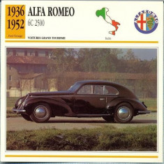 07 Foto Automobilism -ALFA ROMEO, 6C 2500 -Italia -1936-1952 -pe verso date tehnice in franceza -dim. 138X138 mm -starea ce se vede
