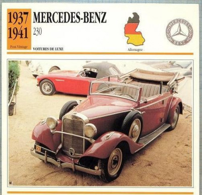 68 Foto Automobilism - MERCEDES-BENZ 230 - GERMANIA -1937-1941 -pe verso date tehnice in franceza -dim.138X138 mm -starea ce se vede foto