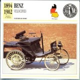 61 Foto Automobilism - BENZ VELOCIPED - GERMANIA -1894-1902 -pe verso date tehnice in franceza -dim.138X138 mm -starea ce se vede