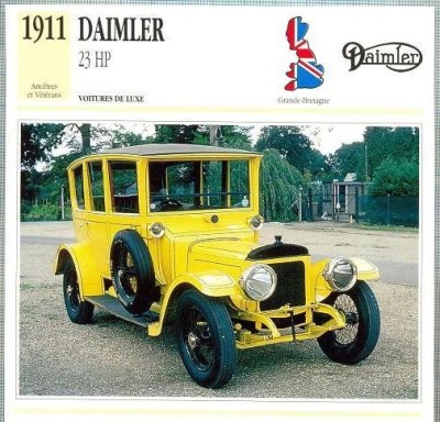 52 Foto Automobilism - DAIMLER 23 HP - Marea Britanie -1911 -pe verso date tehnice in franceza -dim.138X138 mm -starea ce se vede foto