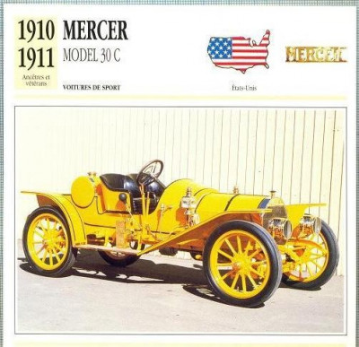 18 Foto Automobilism - MERCER MODEL 30 C - SUA -1910-1911 -pe verso date tehnice in franceza -dim. 138X138 mm -starea ce se vede foto