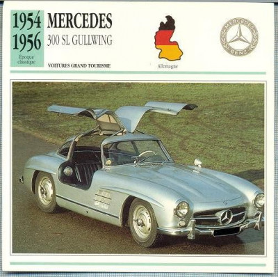 131 Foto Automobilism - MERCEDES 300 SL GULLWING - GERMANIA - 1954-1956 -pe verso date tehnice in franceza -dim.138X138 mm -starea ce se vede foto