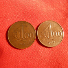 2 Monede 100 Kor.1923 ,1924 Austria ,bronz ,cal.apr.NC