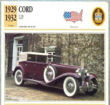 148 Foto Automobilism - CORD L29 - SUA - 1929-1932 -pe verso date tehnice in franceza -dim.138X138 mm -starea ce se vede