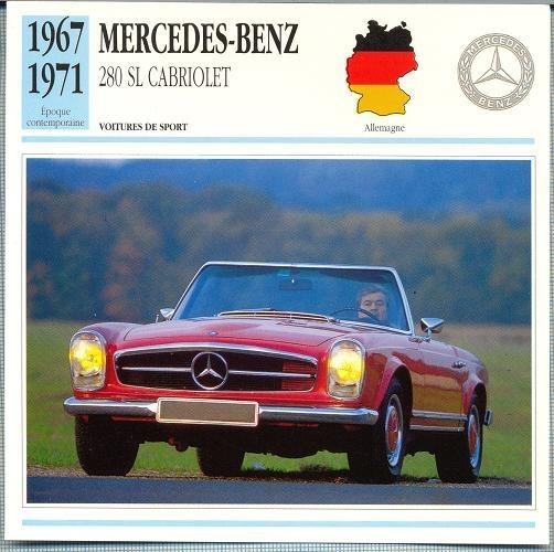 143 Foto Automobilism - MERCEDES-BENZ 280 SL CABRIOLET - GERMANIA - 1967-1971 -pe verso date tehnice in franceza -dim.138X138 mm -starea ce se vede