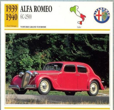 130 Foto Automobilism - ALFA ROMEO 6C-2500 - ITALIA - 1939-1940 -pe verso date tehnice in franceza -dim.138X138 mm -starea ce se vede foto
