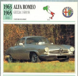 124 Foto Automobilism - ALFA ROMEO GIULIA 1 600 SS - ITALIA - 1963-1965 -pe verso date tehnice in franceza -dim.138X138 mm -starea ce se vede