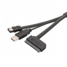 Cablu adaptor SATA 22 Pin (7+15 pin) mama - power eSATA + USB 2.0 tata 0.5m HDD foto