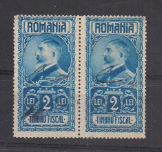 (No9)timbre-Romania - Timbru fiscal- Ferdinand-2 LEI -pereche foto