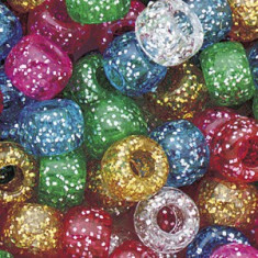 100 buc Margele plastic (acrilice) Pony Beads cu sclipici, 9 x 6 mm foto