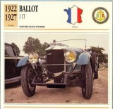 164 Foto Automobilism - BALLOT 2 LT - FRANTA - 1922-1927 -pe verso date tehnice in franceza -dim.138X138 mm -starea ce se vede