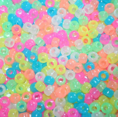 100 buc Margele plastic (acrilice) Pony Beads Glow Multicolor, 9 x 6 mm foto