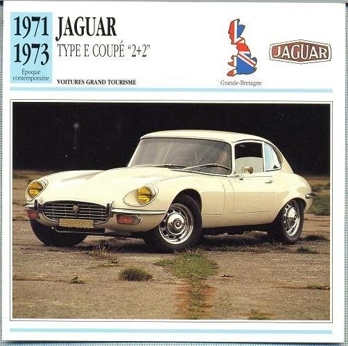 219 Foto Automobilism - JAGUAR TYPE E COUPE 2+2 - Great Britain - 1971-1973 -pe verso date tehnice in franceza -dim.138X138 mm -starea ce se vede