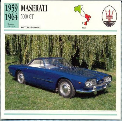 157 Foto Automobilism - MASERATI 5000 GT - ITALIA - 1959-1964 -pe verso date tehnice in franceza -dim.138X138 mm -starea ce se vede foto