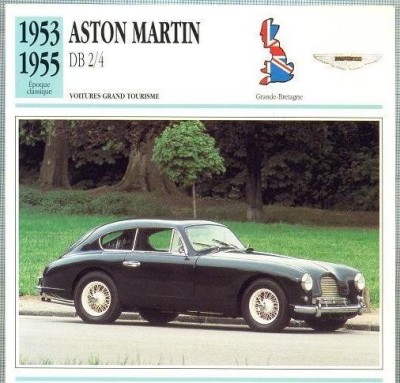 190 Foto Automobilism - ASTON MARTIN DB 2/4 - Marea Britanie - 1953-1955 -pe verso date tehnice in franceza -dim.138X138 mm -starea ce se vede foto