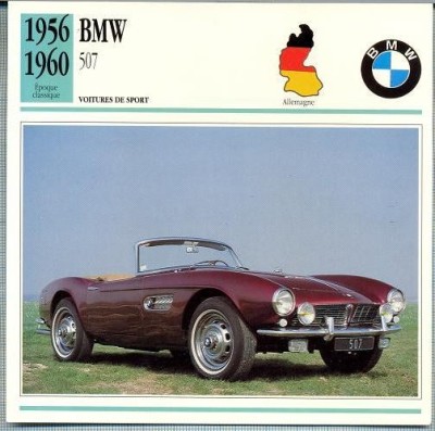 151 Foto Automobilism - BMW 507 - GERMANIA - 1956-1960 -pe verso date tehnice in franceza -dim.138X138 mm -starea ce se vede foto