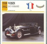 242 Foto Automobilism - VOISIN 28 CV SURBAISSEE - FRANTA - 1930-1932 -pe verso date tehnice in franceza -dim.138X138 mm -starea ce se vede