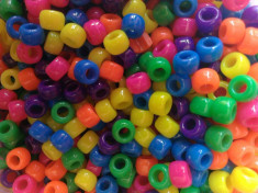 100 buc Margele plastic (acrilice) Pony Beads Neon, 9 x 6 mm foto