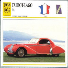 247 Foto Automobilism - TALBOT-LAGO S.S. - FRANTA - 1938-1939 -pe verso date tehnice in franceza -dim.138X138 mm -starea ce se vede