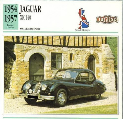 218 Foto Automobilism - JAGUAR XK 140 - Great Britain - 1954-1957 -pe verso date tehnice in franceza -dim.138X138 mm -starea ce se vede foto
