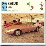 231 Foto Automobilism - MASERATI GHIBLI - ITALIA - 1966-1973 -pe verso date tehnice in franceza -dim.138X138 mm -starea ce se vede