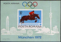 ROMANIA 1972 - PREOLIMPIADA MUNCHEN, colita NEDANTELATA nestampilata M231 foto