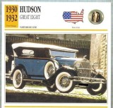 186 Foto Automobilism - HUDSON GREAT EIGHT - SUA - 1930-1932 -pe verso date tehnice in franceza -dim.138X138 mm -starea ce se vede