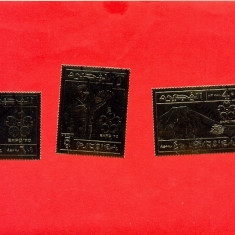 ST-79=FUJEIRA 1970 Expo 7- Serie de 3 timbre folie AUR Stampilate