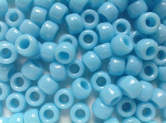 100 buc Margele plastic(acrilice) Pony Beads Opac Albastru deschis, 9 x 6 mm foto