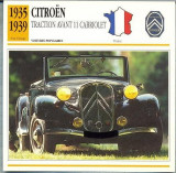 173 Foto Automobilism - CITROEN TRACTION AVANT 11CABRIOLET - FRANTA - 1935-1939 -pe verso date tehnice in franceza -dim.138X138 mm -starea ce se vede