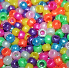 100 buc Margele plastic (acrilice) Pony Beads Perlate Mix, 9 x 6 mm foto