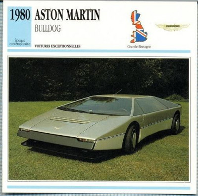 191 Foto Automobilism - ASTON MARTIN BULLDOG - Marea Britanie - 1980 -pe verso date tehnice in franceza -dim.138X138 mm -starea ce se vede foto