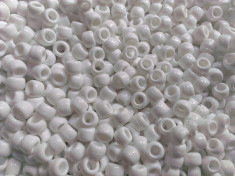 100 buc Margele plastic (acrilice) Pony Beads Opac Albe, 9 x 6 mm foto