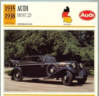 226 Foto Automobilism - AUDI FRONT 225 - GERMANIA - 1935-1938 -pe verso date tehnice in franceza -dim.138X138 mm -starea ce se vede foto