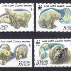 URSS 1987, Fauna-ursi polari, serie neuzată, MNH