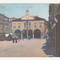 CARTE POSTALA CIRCULATA - Pola - Palazzo Municipale - Stampila din 1908