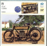 290 Foto Motociclism - FN 412 CM3 4 cylindres - BELGIA - 1907 -pe verso date tehnice in franceza -dim.138X138 mm -starea ce se vede
