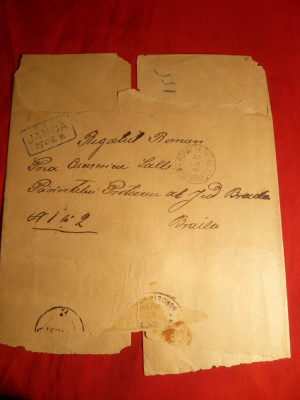 Plic spec.pt.ziare stamp.Bordeiu Verde si CFR Ianca ,circ. la Braila 1894 foto