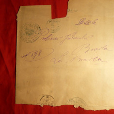 Plic spec.pt.ziare ,stamp.cu nava albastra Tataru plasa Balta jud.Braila 1896