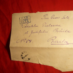 Plic spec.pt.ziare stamp.violet dreptunghi.CFR Ciresi ,stamp.Braila 1894