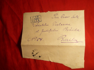 Plic spec.pt.ziare stamp.violet dreptunghi.CFR Ciresi ,stamp.Braila 1894 foto