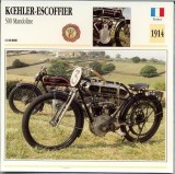 341 Foto Motociclism - KOEHLER-ESCOFFIER 500 MANDOLINE - FRANTA -1914 -pe verso date tehnice in franceza -dim.138X138 mm -starea ce se vede