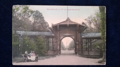 Buzias - Intrarea in parc - Banat - circulata 1911 foto