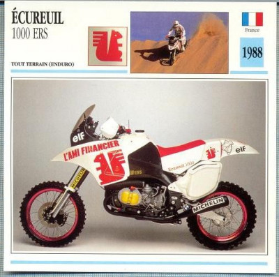 325 Foto Motociclism - ECUREUIL 1000 ERS - FRANTA -1988 -pe verso date tehnice in franceza -dim.138X138 mm -starea ce se vede foto